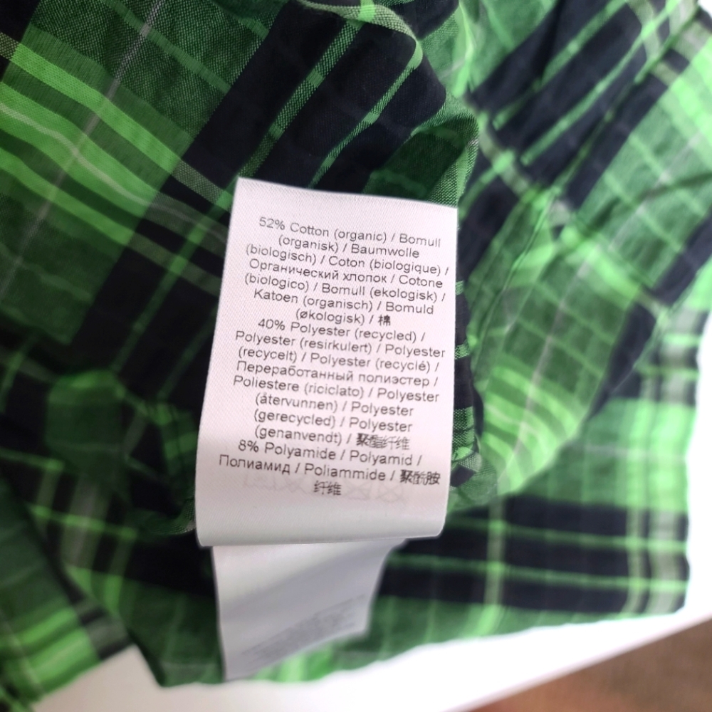 GANNI Seersucker Checked Smocked Maxi Dress in Green NWT Size 40 - Picture 7 of 14